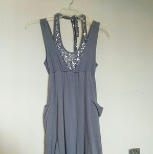 Cocktail Dress - halter, pockets, sequins, style!